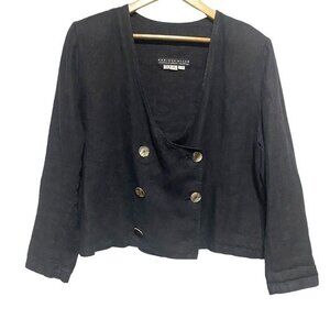 Christy Allen Jacket Womens S Black Linen Boxy‎ Lagenlook Long Sleeve Oversized